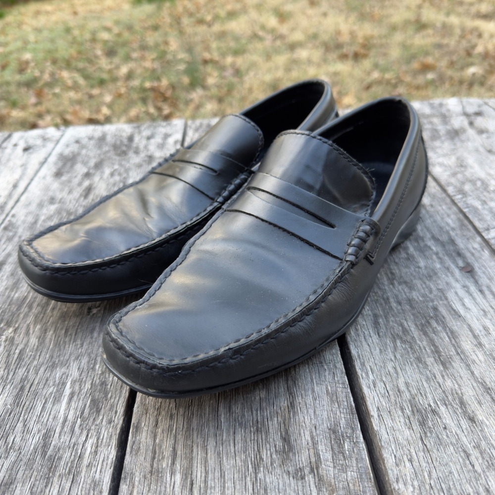 Raniero Condi Giorgio Mens Black‎ Leather Penny Loafers Square Toe Size 42 9